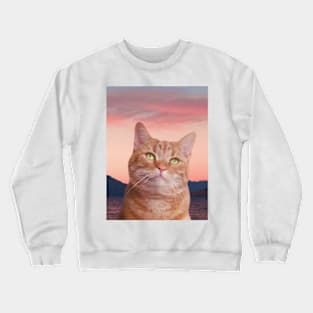 orange tabby cat in the sky painting Crewneck Sweatshirt